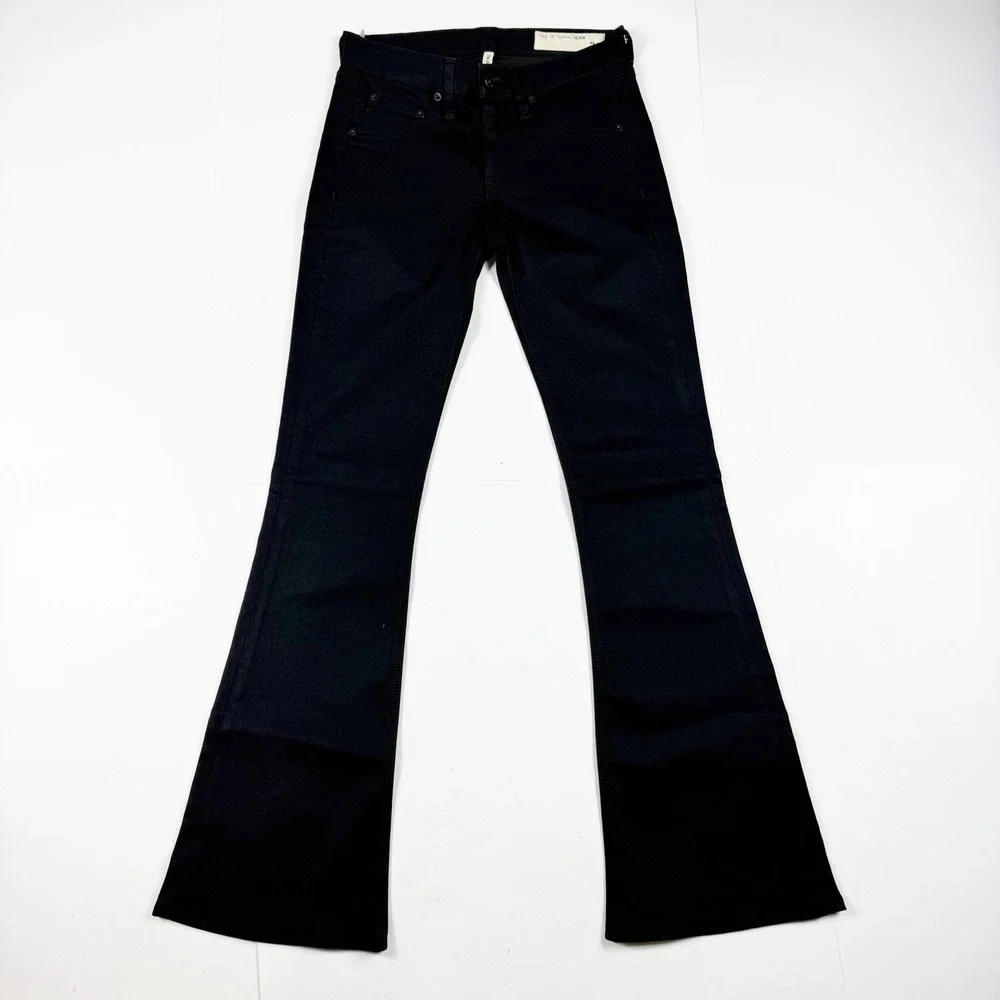 Rag Bone Jeans Womens 25 Black Coated Flare Elephant Bell Mid Rise Stretch 25x30 - Picture 1 of 9